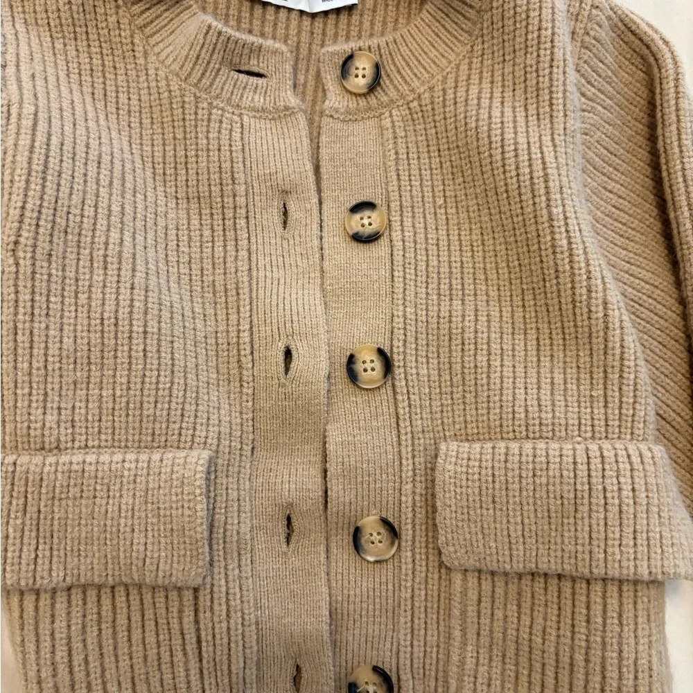 Zara Beige Ribbed Cardigan - Picture 2 of 4